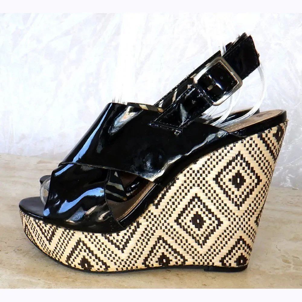 BCBG Black Tribal design wedges